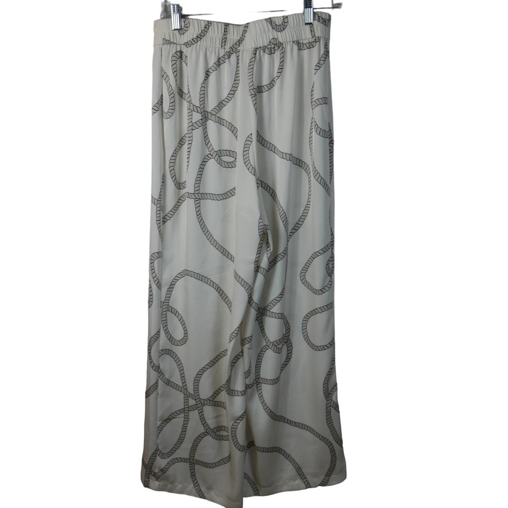Joie Satin Wide Leg White Rope Print Pants Size Small EUC - Picture 3 of 6